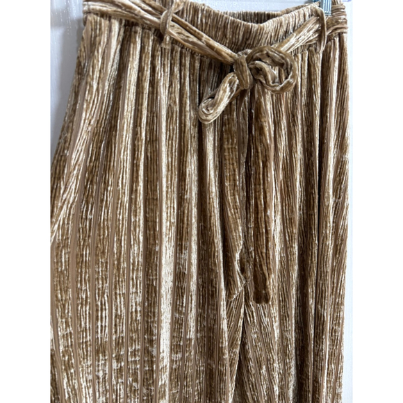 Alice Blue Gold Plissé Wide Leg Pants, Medium - Picture 3 of 7